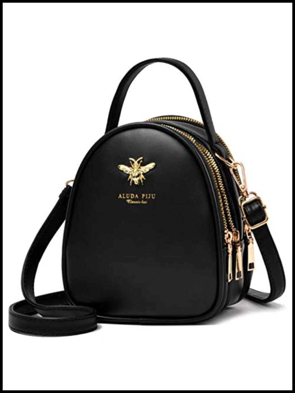 Small Faux Leather Crossbody Shoulder Bag Women 3 Zipper Messenger Purse Wallet